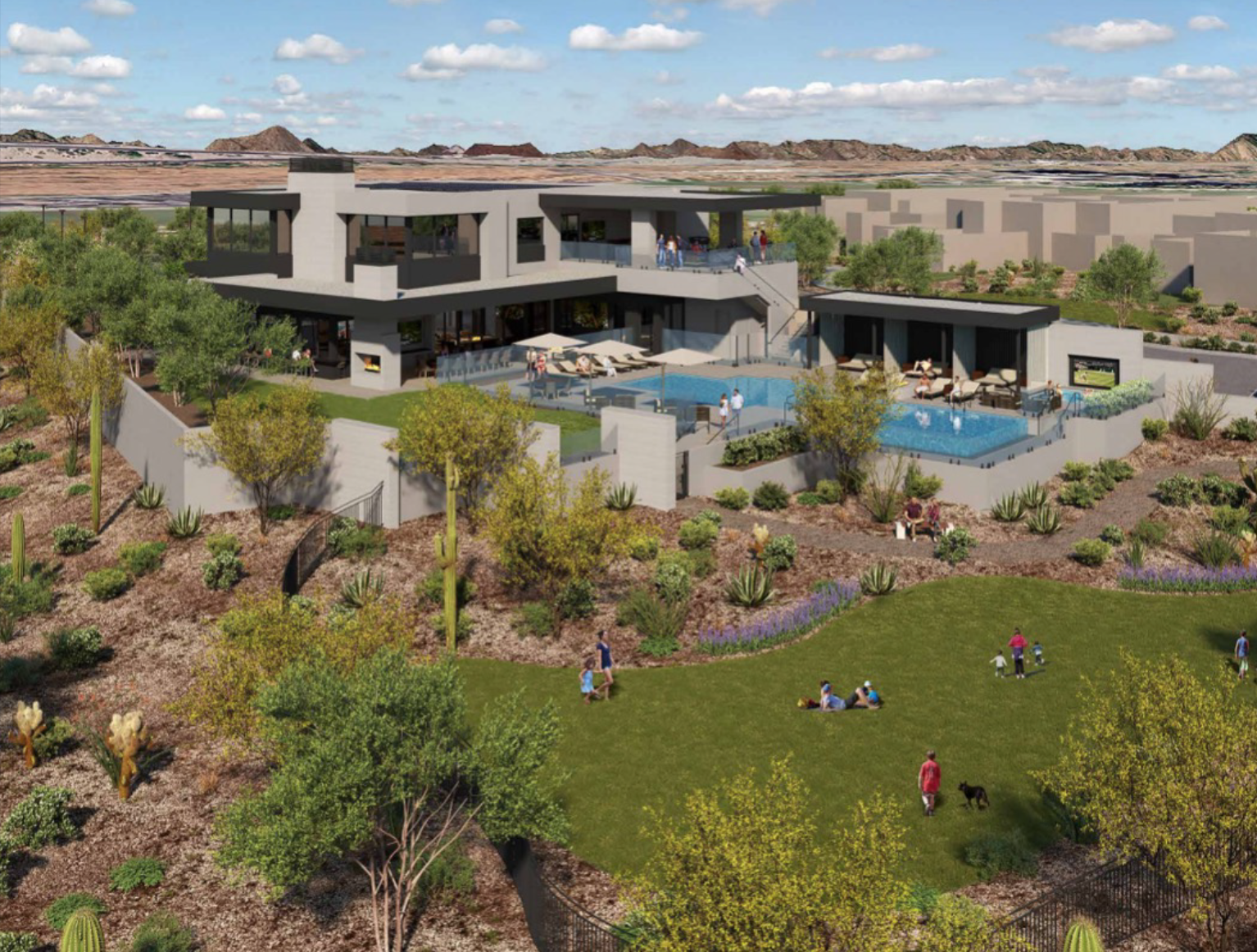 Haven - Modern house with a pool, garden and mountain desert setting.